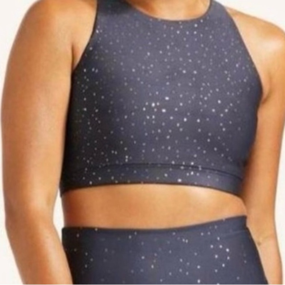 PELOTON Show UP Sparkle Starry moody blue  sports athletic Bra XS
